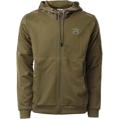 Image of adidas Originals Mens Camo Hoodie Full Zip Hooded Top Trefoil Logo Olive HN8154 New (as8, alpha, m, regular, regular)