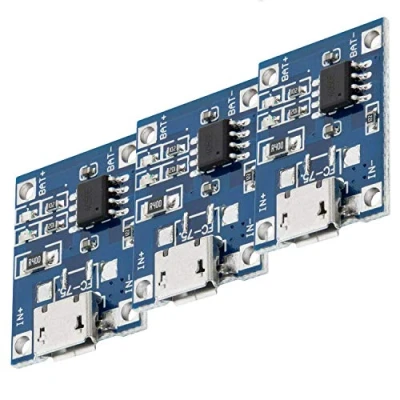 Image of AZDelivery Compatible with TP4056 Micro USB 5V 1A 18650 Lithium 3.7 V Li Ion Battery Charging Board Module Including E Book! (Pack of 3)