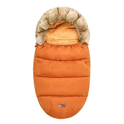 Image of Pram Universal Footmuffs Fleece Lined Snuggly Cosy Toes Footmuff Bunting Bags Waterproof Fitting for Pushchairs Strollers Prams Buggy Car Seat (Orange)
