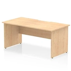 Image of Impulse 1600 x 800mm Scalloped Edge Straight Office Desk Maple Top Panel End Leg