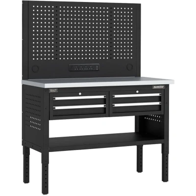 Image of Sealey APMWB50COMBO2SS Superline PRO Modular Workbench with 4 Drawers Stainless Steel Worktop 1265mm