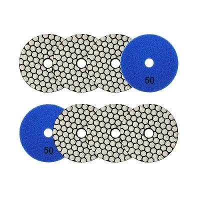 Image of SANLEETEK Dry Diamond Polishing Pads 4&quot;/100mm 8pcs Grit 50 Polish Pad Kit for Granite Marble Artificial Stone Quartz Angle Grinder