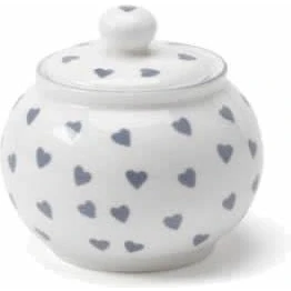 Image of Nina Campbell Bone China Sugar Bowl Blue Hearts Design