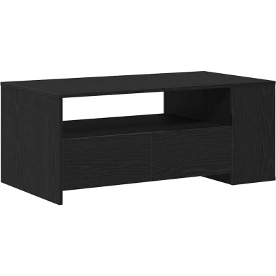 Image of vidaXL Coffee Table Black Oak, Rectangular MDF, Living Room/Office Modern Style with Storage