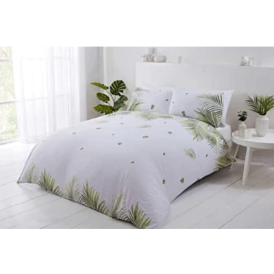 Image of Rapport Home Furnishings Tropics Palm Tree Leaves Reversible Duvet Cover Set Bedding (Single, Green)