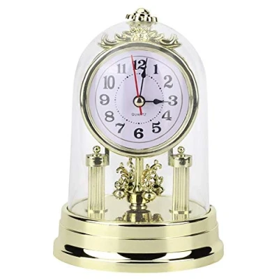 Image of TOPINCN Mantel Clocks, European Non Ticking Retro Desk Clocks Battery Powered Silent Antique Table Clock for Living Room Office Home (Gold)