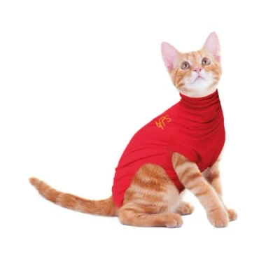 Image of MPS Medical Pet Shirt Cat, Surgery Recovery Suit, Red, XX Small