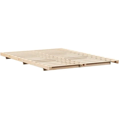 Image of Floor Bed Frame Brown 140 x 200 cm Solid pine wood Vidaxl
