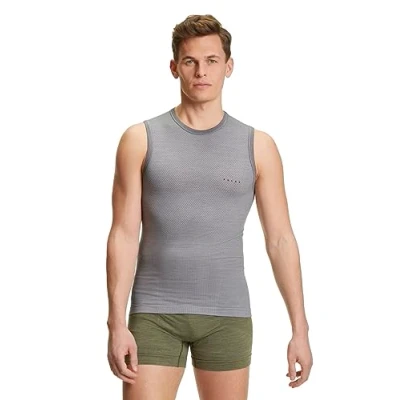 Image of FALKE Men&#039;s Wool Tech Light M S/L SH Functional Yarn Quick Dry 1 Piece Base Layer Top, Grey (Grey Heather 3757),