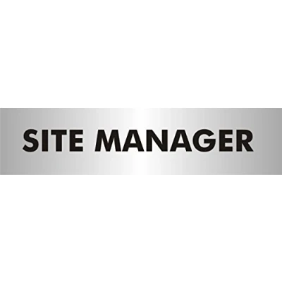 Image of Seco Site Manager Sign, 190mm x 45mm 2mm Brushed Aluminium Effect Acrylic