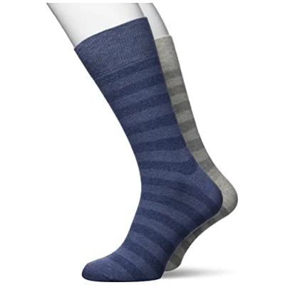 Image of FALKE Men&#039;s Mesh Stripe 2 Pack Organic Cotton Thin Patterned Multipack Pairs Socks, Multicolor (Sortiment 40), 5.5 8 (pack of 2)