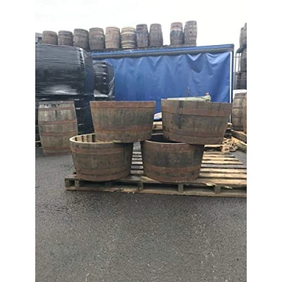 Image of Half Solid oak Whisky barrel planter garden Patio lawn tub flower pot