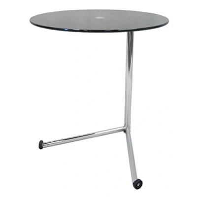 Image of ASPECT Vito Glass Round Table, Chrome Black
