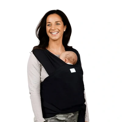 Image of Gaia Baby Wrap Newborn 15Kg Premium Supersoft Tencel Fabric Certified Hip Healthy Ebony