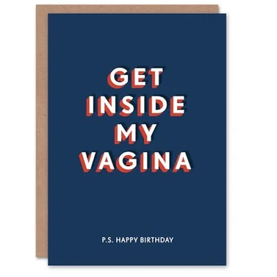 Image of Artery8 Birthday Card Get Inside My V*gina For Him Husband Boyfriend Partner Fun Funny Humour Joke Greeting