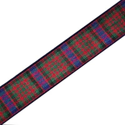 Image of Berisfords Tartan Plaid Polyester Satin Ribbon 7mm Wide (Macdonald, 1 M)
