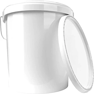 Image of Bucket with Lid 16 Litres White Food Safe Airtight and Stable Empty Handle Closure for Chemistry Wall Paint Washing Powder Adhesives Suitable
