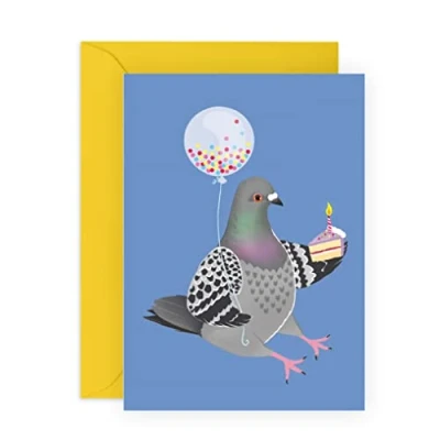 Image of Central 23 Humorous Birthday Cards For Women Men Him Her &#039;Pigeon Party&#039; Bird Animal Streets Comes With Stickers Vegan Ink