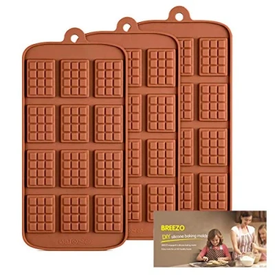 Image of Waffle Chocolate Moulds Silicone Candy Molds, 3PCS12 Cavity Small Break Apart Molds Non Stick Reusable DIY Baking Protein &amp; Energy Bar