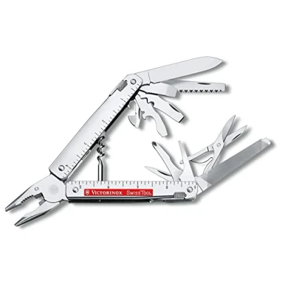 Image of Victorinox Swiss Tool X Plus Ratchet Army Knife, Large, Multi Tool, 38 Functions, Locking Blade, Case, Silver