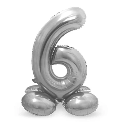 Image of Folat Foil Balloon with Standard Number 6 Silver 72 cm