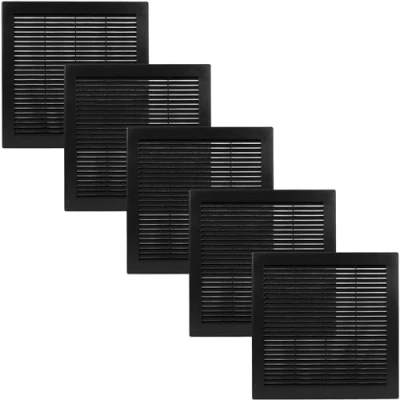 Image of Vent Systems 300 x mm / 12&#039;&#039; Inch Black Soffit Cover Pack of 5 Flat Square Air Louver Grille Built in Insect Screen HVAC Vents for Bathroom, Home Office, Kitchen