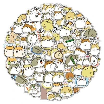 Image of Hamster Stickers, Cute Animal Gift for Kids Teen Adult, Lovely Waterproof Vinyl Decals Laptop Water Bottles Skateboard Bike Car Helmet Luggage Guitar Scrapbook Phone Pad [100PCS]