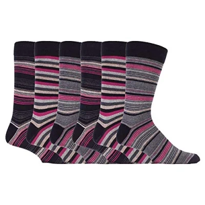 Image of Sock Snob Mens 6 pack colourful striped patterned luxury casual dress business cotton socks in 7 styles (6 11 UK, SS Tokyo)