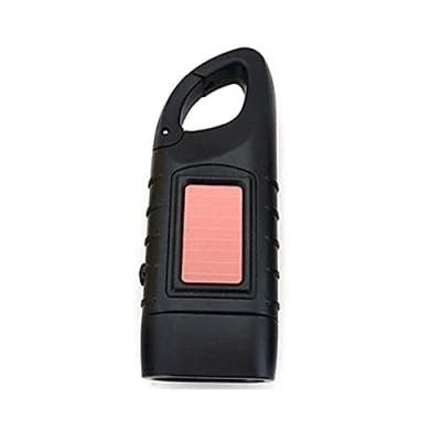 Image of Hand Crank Solar Powered Rechargeable LED Camping Emergency Flashlight Torch Portable Carabiner Energy for Climbing Hiking Black
