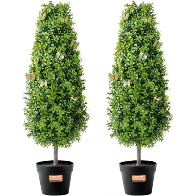 Image of VEVOR 36 inch Tall (2 Pieces), Topiary Trees, Green Faux Plant w/Extra Leaves &amp; Pot Small, UV Rated Greenery Set for Home Decor Indoor/Outdoor, 300 x 920 mm