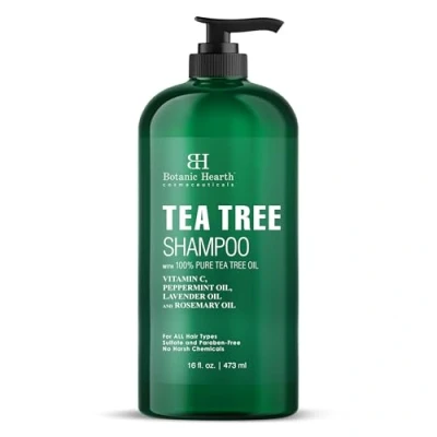 Image of Botanic Hearth Tea Tree Shampoo, Vitamin C, Peppermint, Lavender and Rosemary Oil, Fights Dandruff Dry Scalp, 16 fl oz