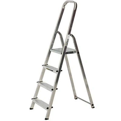 Image of Aluminium Step Ladder EN131 Folding Platform Steps Grab Rail Youngman Atlas Stepladder (4 Tread)