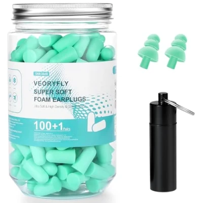 Image of Soft Foam Ear Plugs for Sleep, 200 Pcs 38 dB Highest SNR, Sleeping Noise Cancelling, Reusable Comfortable Hearing Protection Earplugs Snoring, Work, Lound