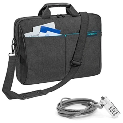 Image of PEDEA laptop bag &quot;Lifestyle&quot; for notebooks with screens up to 17.3 inches (43.9 cm); shoulder strap incl. notebook lock, black