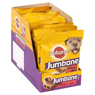Image of Pedigree Jumbone Dog Treats for Small Dogs from 5 10 kg with Beef, 8 Bags (8 x 180 g/Total of 32 Chews)
