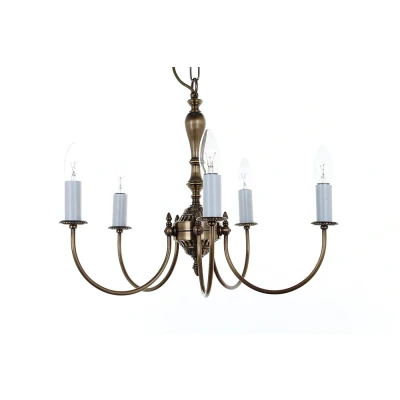 Image of Solar Antique Brass 5 Arm Chandelier