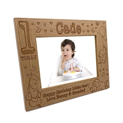 Image of Personalised Baby Boy&#039;s First Birthday Photo Frame gift (4 x 6 Inch)