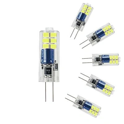 Image of ZHIYUE G4 2W LED Light Bulbs Cool White 6000k 200LM AC220 240V Non Dimmable Replace 20w Halogen Bulb Bi Pin Base JC Type,Living Room Chandeliers, Wall Lamps (6 Pack)
