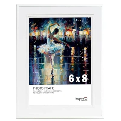 Image of Inspire By Hampton MARBELLA 6x8 (15x20cm) White Photo Frame with Mount Glass IBH MARB10M68W