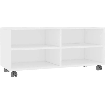 Image of vidaXL TV Cabinet with Castors White 90x35x35 cm Engineered Wood