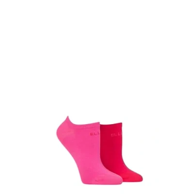 Image of Elle Ladies No Show Socks Plain Patterned and Striped Soft Breathable Bamboo Material in a Multipack of 2 Size 4 8 (UK, Numeric, 4, 8, Regular, Cherry Fizz Plain)