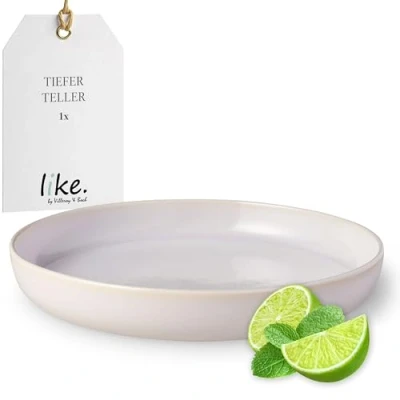 Image of like. by Villeroy &amp; Boch Crafted Cotton, deep Plate, Premium Porcelain, Flat Dish, Dishwasher Safe, Microwave Crockery, Dinner Tableware