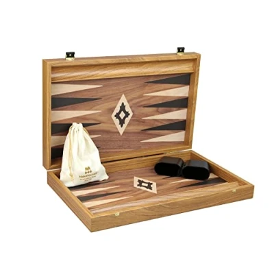 Image of Manopoulos Backgammon Set Walnut 23 Inch Storage Racks Included