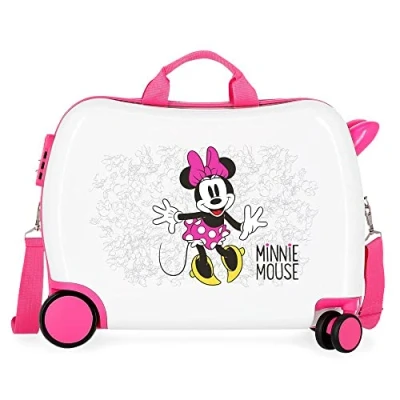 Image of Disney Minnie Enjoy the Day White Kids Rolling Suitcase 50x38x20 cm Rigid ABS Combination lock 34 Litre 2.1 Kg 4 Wheels Hand Luggage