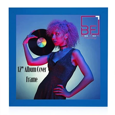 Image of Vinyl Frame Wall Album Art Display for LP 12&quot; Record Cover Sleeve Black (Blue)