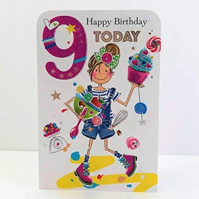 Image of Jonny Javelin Girl Age 9 Birthday Card Baking