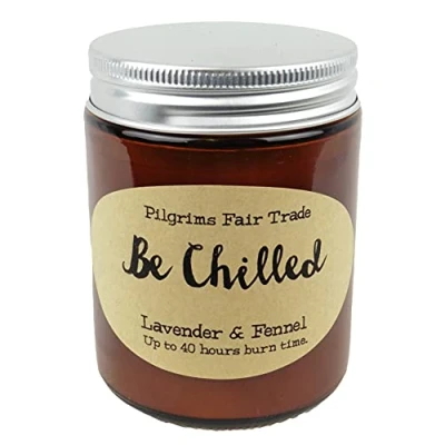 Image of Pilgrims Fair Trade Aromatherapy Soy Wax Jar Candle 200g Vegan Cruelty Free (Lavender &amp; Fennel Be Chilled)
