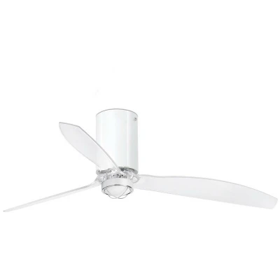 Image of Mini Tube LED Shiny White, Transparent Ceiling Fan with DC Motor, 3000K