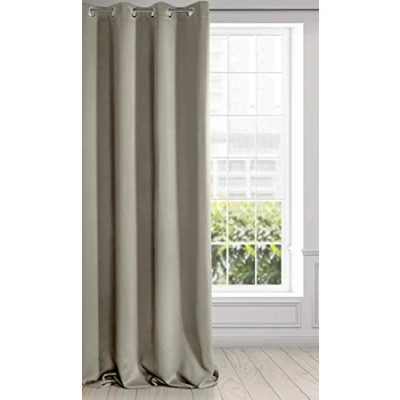 Image of Eurofirany LOGAN Extra Long Blackout Curtain 1 Unit Eyelets, Light blocking Room Darkening Bedroom Living Room, W53 x L98, Cappuccino