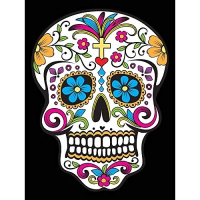 Image of Wee Blue Coo Illustration Decorative Skull Day Dead Mexico Art Print Poster Wall Decor 12X16 Inch